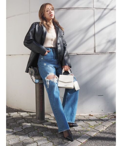 EVRIS(エヴリス)の「ドットボタンリブロンTEE(Tシャツ/カットソー・レディース・グリーン/ブラック/アイボリー・FREE)」の19枚目の写真