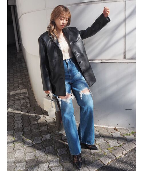 EVRIS(エヴリス)の「ドットボタンリブロンTEE(Tシャツ/カットソー・レディース・グリーン/ブラック/アイボリー・FREE)」の20枚目の写真