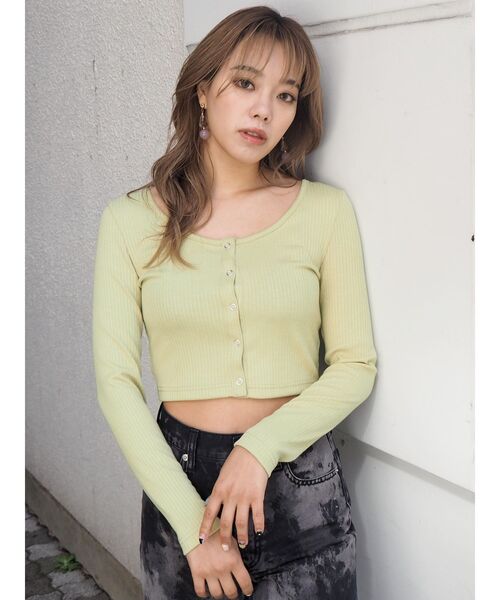 EVRIS(エヴリス)の「ドットボタンリブロンTEE(Tシャツ/カットソー・レディース・グリーン/ブラック/アイボリー・FREE)」の22枚目の写真