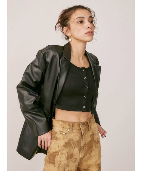 EVRIS(エヴリス)の「ドットボタンリブロンTEE(Tシャツ/カットソー・レディース・グリーン/ブラック/アイボリー・FREE)」の12枚目の写真