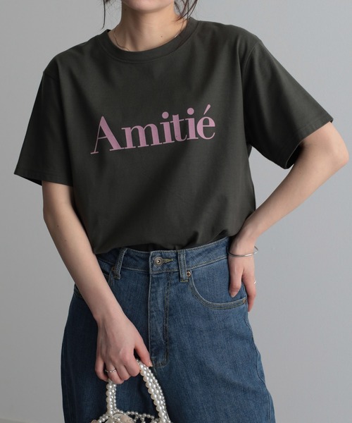 RANAN（ラナン）の「フロッキープリントロゴＴシャツ（Tシャツ/カットソー・レディース・オフホワイト/チャコール/グレー系2/ホワイト系2/ホワイト系1/グレー系1/ホワイト系3/ライトグレー系3・LL/M/L）」の6枚目の写真