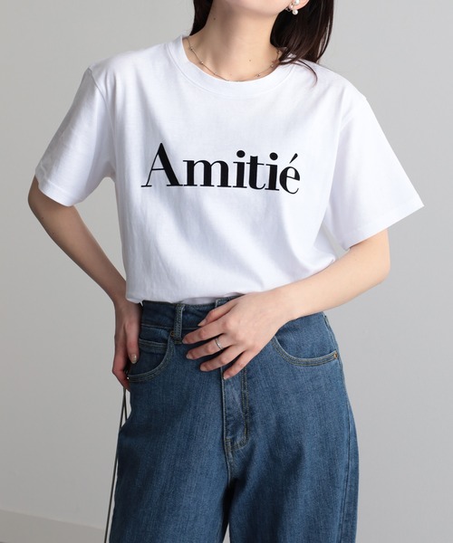 tシャツ 切り絵フロッキープリントTシャツ レディース フロッキープリントロゴTシャツ（Tシャツ/カットソー）｜RANAN