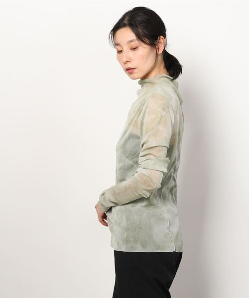 MARECHAL TERRE（マルシャルテル）の「MARECHAL TERRE（マルシャルテル) パターンメッシュチュールトップス/ZMT222CT106（Tシャツ/カットソー・レディース・グリーン/ピンク・2）」の4枚目の写真