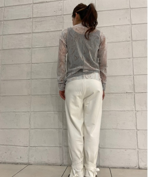 MARECHAL TERRE（マルシャルテル）の「MARECHAL TERRE（マルシャルテル) パターンメッシュチュールトップス/ZMT222CT106（Tシャツ/カットソー・レディース・グリーン/ピンク・2）」の9枚目の写真