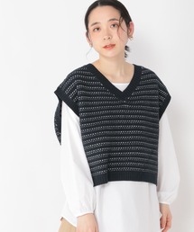 studio CLIP | 7ゲージボーダー編み柄ベストセット(ベスト)