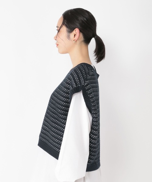 studio CLIP（スタディオクリップ）の「7ゲージボーダー編み柄ベストセット（ベスト・レディース・ベージュ/ネイビー/イエロー・FREE）」の8枚目の写真