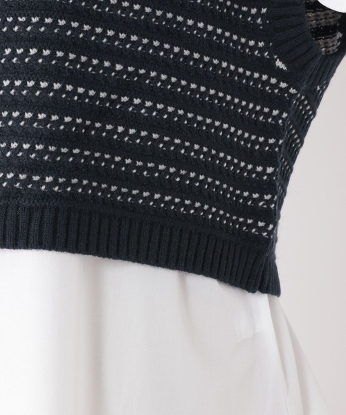 studio CLIP（スタディオクリップ）の「7ゲージボーダー編み柄ベストセット（ベスト・レディース・ベージュ/ネイビー/イエロー・FREE）」の12枚目の写真