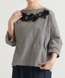 BEARDSLEY | 衿刺しゅうギンガムブラウス(シャツ/ブラウス)