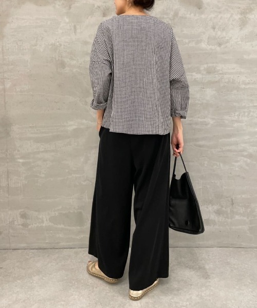 BEARDSLEY（ビアズリー）の「衿刺しゅうギンガムブラウス（シャツ/ブラウス・レディース・ブラック・FREE）」の12枚目の写真