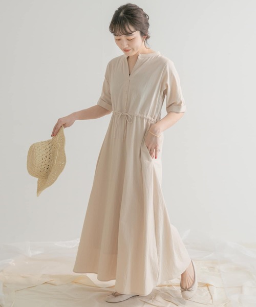 ITEMS URBANRESEARCH（アイテムズ アーバンリサーチ）の「ドライコットンワンピース（ワンピース・レディース・ベージュ/ネイビー/オレンジ/モカ・FREE）」の3枚目の写真