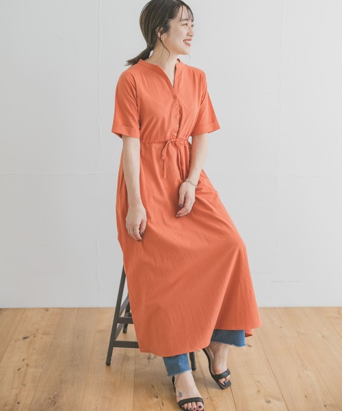 ITEMS URBANRESEARCH（アイテムズ アーバンリサーチ）の「ドライコットンワンピース（ワンピース・レディース・ベージュ/ネイビー/オレンジ/モカ・FREE）」の12枚目の写真