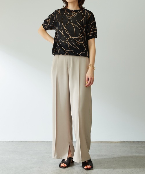 COLLAGE GALLARDAGALANTE（コラージュガリャルダガランテ）の「ニュアンスプリントニットプルオーバー（ニット/セーター・レディース・ブラック/グレイッシュベージュ・FREE）」の18枚目の写真