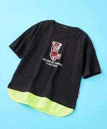 SHISKY（シスキー）の「SHISKY / シスキー ビックシルエット フェイクレイヤード プリントTシャツ 5分袖 キッズ（Tシャツ/カットソー・キッズ）」