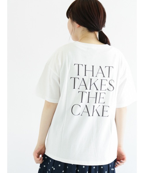 Samansa Mos2（サマンサ モスモス）の「刺繍×バックプリントTシャツ（Tシャツ/カットソー・レディース・ベージュ/オフホワイト/ピンク/チャコール・ﾌﾘ-）」の2枚目の写真