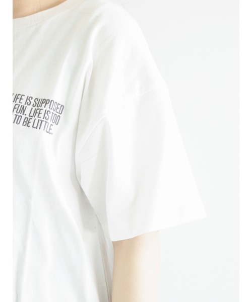 Samansa Mos2（サマンサ モスモス）の「刺繍×バックプリントTシャツ（Tシャツ/カットソー・レディース・ベージュ/オフホワイト/ピンク/チャコール・ﾌﾘ-）」の19枚目の写真