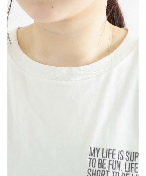 Samansa Mos2（サマンサ モスモス）の「刺繍×バックプリントTシャツ（Tシャツ/カットソー・レディース・ベージュ/オフホワイト/ピンク/チャコール・ﾌﾘ-）」の13枚目の写真