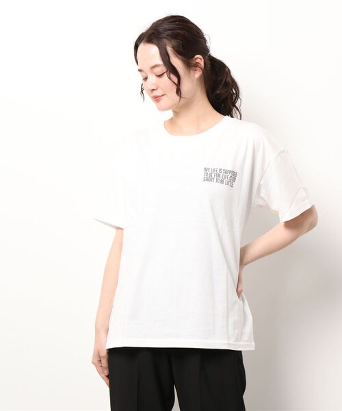 Samansa Mos2（サマンサ モスモス）の「刺繍×バックプリントTシャツ（Tシャツ/カットソー・レディース・ベージュ/オフホワイト/ピンク/チャコール・ﾌﾘ-）」の11枚目の写真