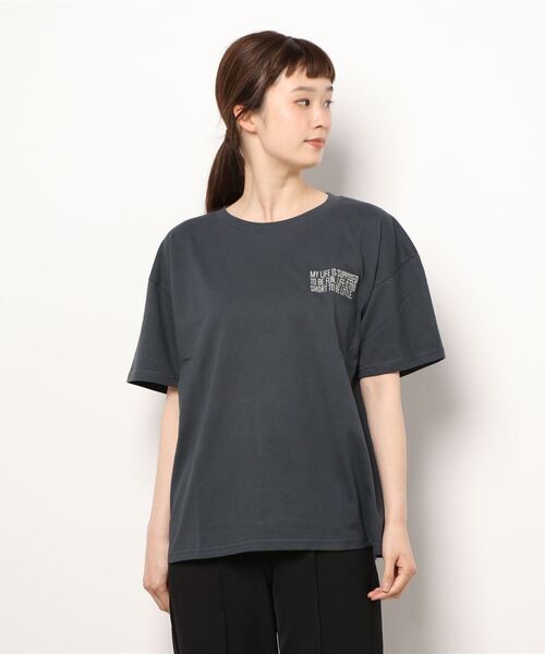 Samansa Mos2（サマンサ モスモス）の「刺繍×バックプリントTシャツ（Tシャツ/カットソー・レディース・ベージュ/オフホワイト/ピンク/チャコール・ﾌﾘ-）」の10枚目の写真