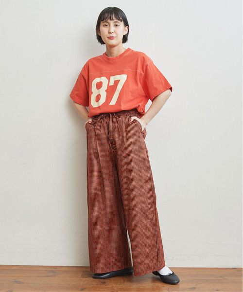 CHILD WOMAN（チャイルドウーマン）の「オーガニック天竺 フットボール半袖Tシャツ（Tシャツ/カットソー・レディース・アイボリー/オレンジ/ネイビー/ブラウン・FREE）」の15枚目の写真