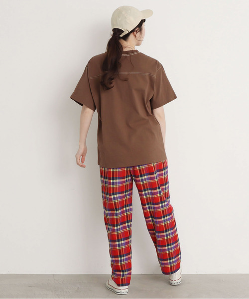 CHILD WOMAN（チャイルドウーマン）の「オーガニック天竺 フットボール半袖Tシャツ（Tシャツ/カットソー・レディース・アイボリー/オレンジ/ネイビー/ブラウン・FREE）」の22枚目の写真