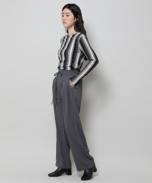 ALAND（エーランド）の「3.3Field Trip／2TUCK STRING パンツ 2277663（スラックス・レディース・ブラック/アイボリー/チャコール・FREE）」の4枚目の写真