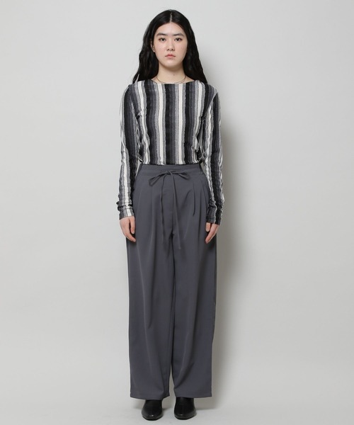 ALAND（エーランド）の「3.3Field Trip／2TUCK STRING パンツ 2277663（スラックス・レディース・ブラック/アイボリー/チャコール・FREE）」の5枚目の写真