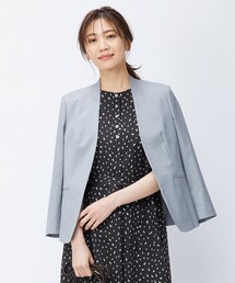 【洗える・撥水・防汚】コットンFITTYシャーク ノーカラー ジャケット
