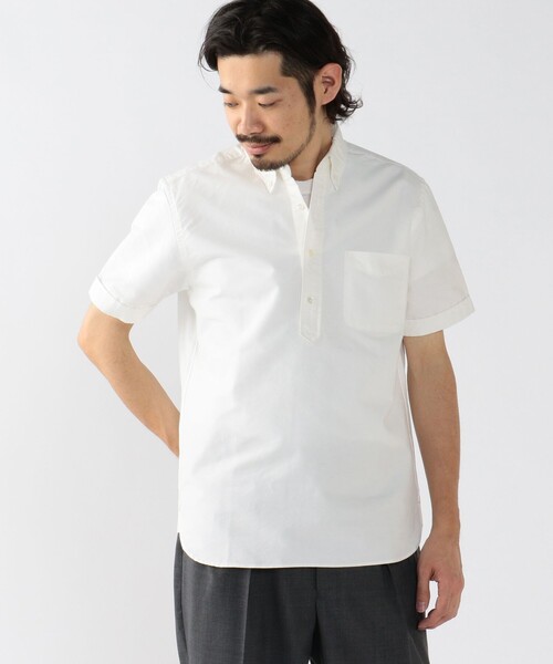 BEAMS PLUS（ビームスプラス）の「BEAMS PLUS / アメリカン オックスフォード プルオーバー ショートスリーブ ボタンダウン シャツ（シャツ/ブラウス・メンズ・ホワイト/ブルー・SMALL/X-LARGE/LARGE/MEDIUM）」の3枚目の写真
