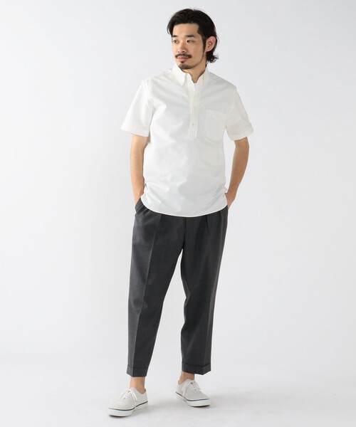 BEAMS PLUS（ビームスプラス）の「BEAMS PLUS / アメリカン オックスフォード プルオーバー ショートスリーブ ボタンダウン シャツ（シャツ/ブラウス・メンズ・ホワイト/ブルー・SMALL/X-LARGE/LARGE/MEDIUM）」の6枚目の写真