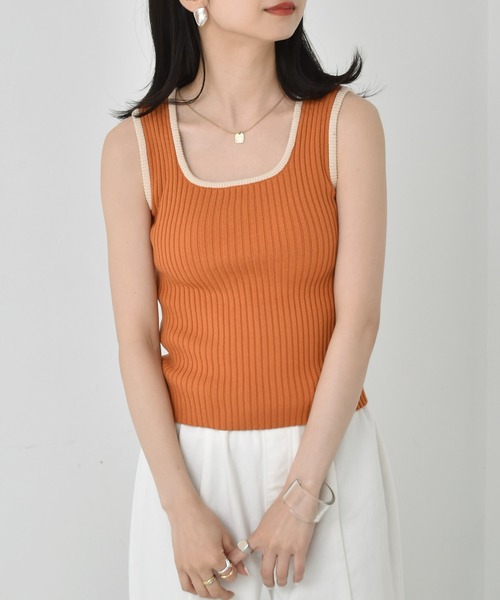 RETRO GIRL（レトロガール）の「アソートリブタンク（タンクトップ・レディース・アイボリー/ブルー/グリーン/ブラック/ホワイト/オレンジ・FREE）」の6枚目の写真