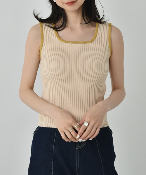 RETRO GIRL（レトロガール）の「アソートリブタンク（タンクトップ・レディース・アイボリー/ブルー/グリーン/ブラック/ホワイト/オレンジ・FREE）」の3枚目の写真