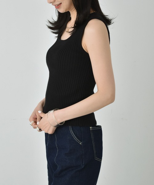 RETRO GIRL（レトロガール）の「アソートリブタンク（タンクトップ・レディース・アイボリー/ブルー/グリーン/ブラック/ホワイト/オレンジ・FREE）」の4枚目の写真