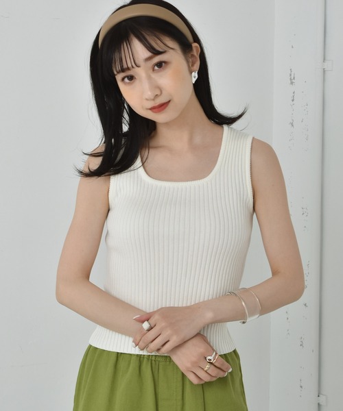 RETRO GIRL（レトロガール）の「アソートリブタンク（タンクトップ・レディース・アイボリー/ブルー/グリーン/ブラック/ホワイト/オレンジ・FREE）」の13枚目の写真