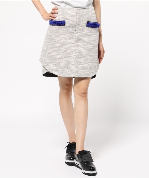 sakayori（サカヨリ）の「【sakayori.】エステルコットンネオンツィードSK（スカート・レディース・ピンク/ネイビー・38/36）」の2枚目の写真