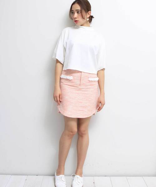 sakayori（サカヨリ）の「【sakayori.】エステルコットンネオンツィードSK（スカート・レディース・ピンク/ネイビー・38/36）」の3枚目の写真