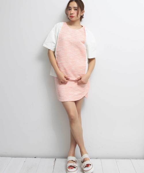 sakayori（サカヨリ）の「【sakayori.】エステルコットンネオンツィードSK（スカート・レディース・ピンク/ネイビー・38/36）」の4枚目の写真