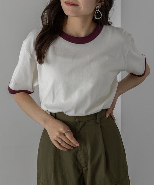 CROSS & STITCH(クロスステッチ)の「【Cross&Stitch】カレッジリンガーTシャツ OE1121(Tシャツ/カットソー・レディース・ブラック/ホワイト系その他2/ホワイト系その他3/ホワイト系その他4/グレー系その他2/グレー系1/ホワイト系1/ホワイト系5・M/L/XL)」の5枚目の写真
