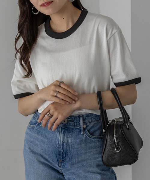 CROSS & STITCH(クロスステッチ)の「【Cross&Stitch】カレッジリンガーTシャツ OE1121(Tシャツ/カットソー・レディース・ブラック/ホワイト系その他2/ホワイト系その他3/ホワイト系その他4/グレー系その他2/グレー系1/ホワイト系1/ホワイト系5・M/L/XL)」の3枚目の写真