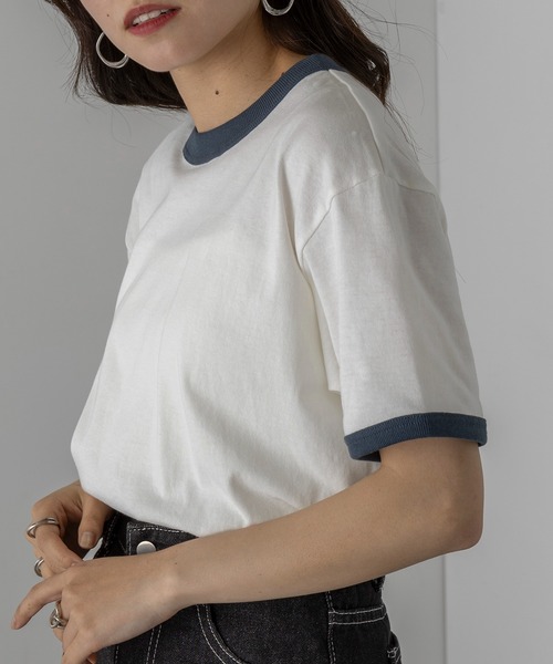 【肉厚 胸刺繍 /Gris Clair】HERMES ジャージーTシャツ 胸刺繍リンガーTシャツ[品番：PA000014371]｜coca（コカ）の