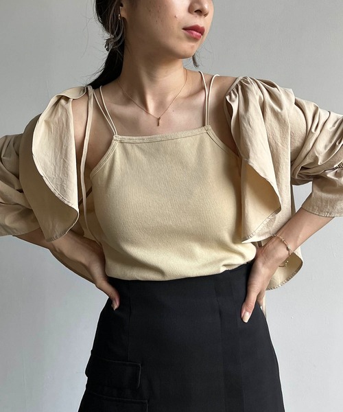 CAPRICIEUX LE'MAGE（カプリシューレマージュ）の「Wストラップキャミ（キャミソール・レディース・ブラック/ベージュ/ホワイト・FREE）」の6枚目の写真