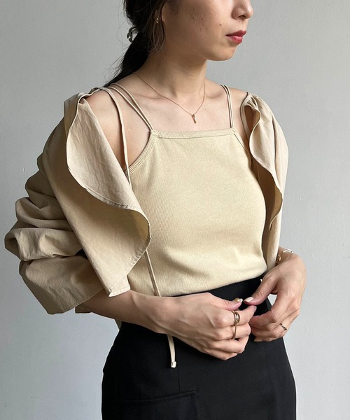 CAPRICIEUX LE'MAGE（カプリシューレマージュ）の「Wストラップキャミ（キャミソール・レディース・ブラック/ベージュ/ホワイト・FREE）」の7枚目の写真