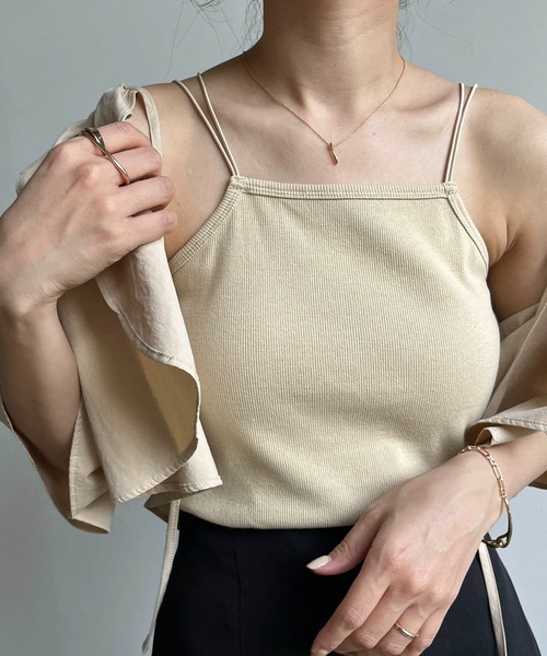 CAPRICIEUX LE'MAGE（カプリシューレマージュ）の「Wストラップキャミ（キャミソール・レディース・ブラック/ベージュ/ホワイト・FREE）」の8枚目の写真