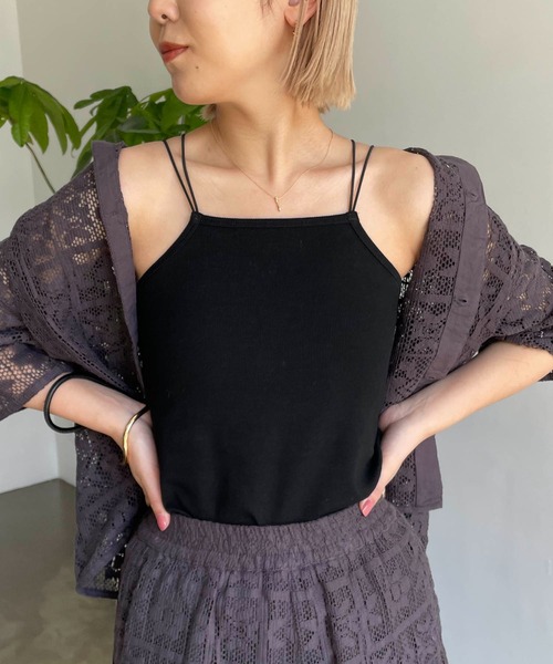 CAPRICIEUX LE'MAGE（カプリシューレマージュ）の「Wストラップキャミ（キャミソール・レディース・ブラック/ベージュ/ホワイト・FREE）」の10枚目の写真