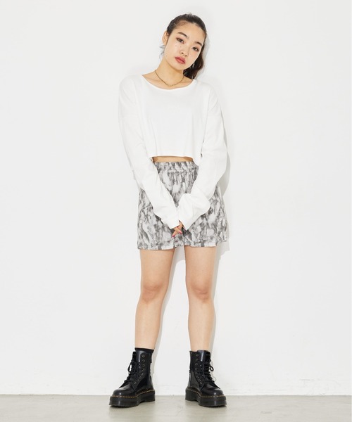 X-girl（エックスガール）の「MARBLE PRINT SHORT PANTS/マーブル柄 ショートパンツ（その他パンツ・レディース・ブラック/ブラウン・S/M/XS）」の18枚目の写真