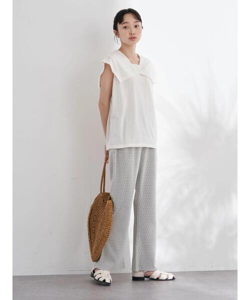 earth music&ecology（アースミュージックアンドエコロジー）の「ジオメトリック柄ジャガードパンツ（その他パンツ・レディース・アイボリー/モカ・FREE）」の7枚目の写真