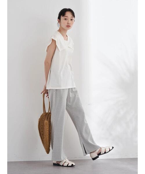 earth music&ecology（アースミュージックアンドエコロジー）の「ジオメトリック柄ジャガードパンツ（その他パンツ・レディース・アイボリー/モカ・FREE）」の8枚目の写真