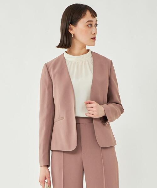 green label relaxing（グリーンレーベルリラクシング）の「ノーラペル ジャケット -ウォッシャブル・防シワ- ◇No01◇（ノーカラージャケット・レディース・ナチュラル/ピンク/ネイビー・34/36/38/40/42/44/46）」の17枚目の写真