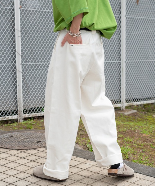 MOYURU モユル 萌 パッチワーク サルエルパンツ ワイド イージーパンツ パッチサルエルパンツ リネン白 - TAKASHIRO SENKO online shop