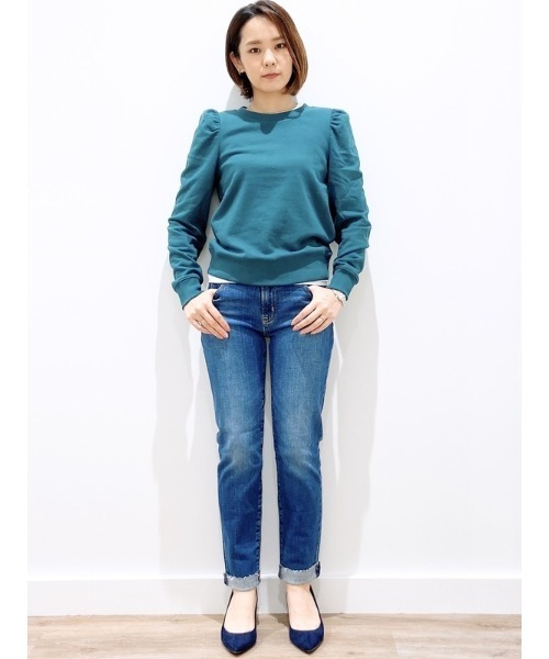 GAP（ギャップ）の「ウォッシュウェル ミッドライズ ガールフレンドデニム（デニムパンツ・レディース・ライトインディゴブルー・23/24/25/26/27/28/29/30）」の14枚目の写真