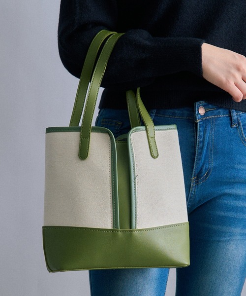 MAISON BREEZE（メゾンブリーズ）の「【MAISON BREEZE】バッグinバッグ付き シンプルPUカラーハンドル2WAYトートバッグ KNF（トートバッグ・レディース・ブラック/ブラウン/グリーン・FREE）」の3枚目の写真